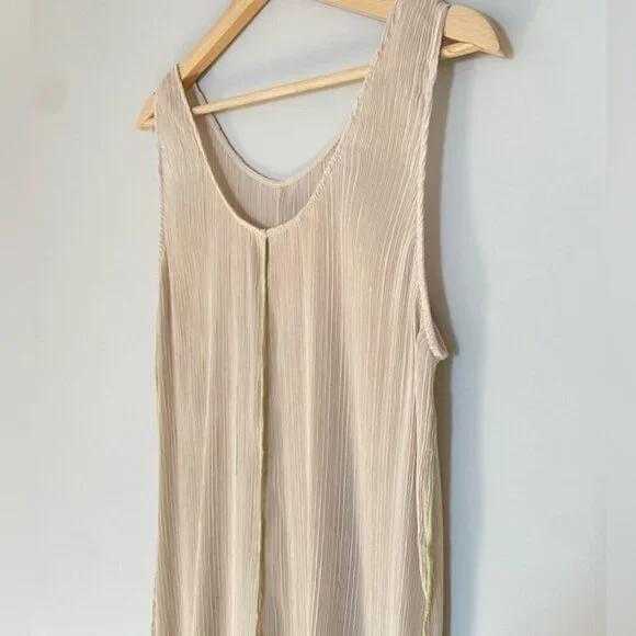 NEW Toteme Plisse Crinkled Scoop-Neck Maxi Dress in Cream Beige | size 32 / US 0 - Picture 10 of 14